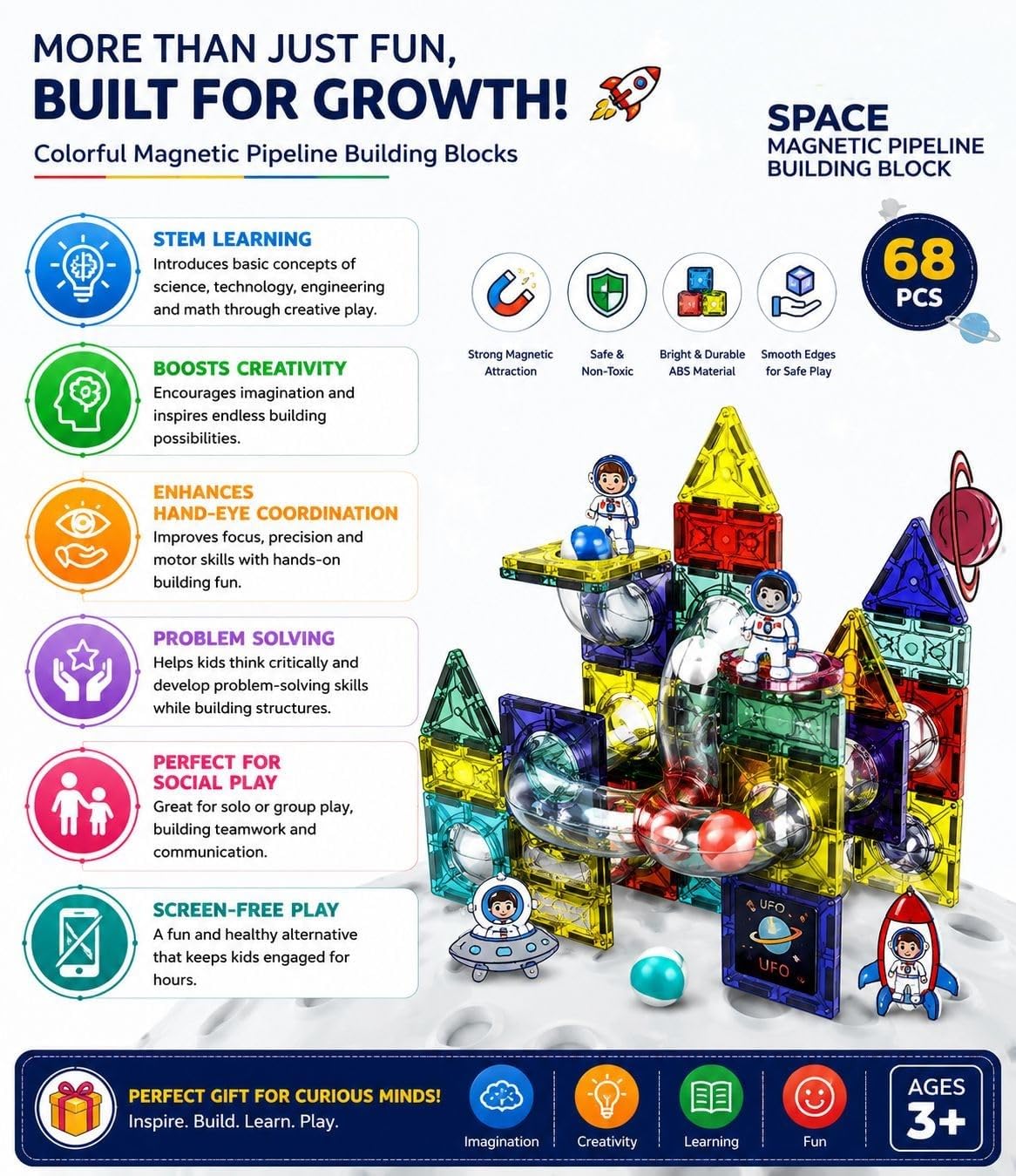 Megnetic Building Blocks- 68Pcs